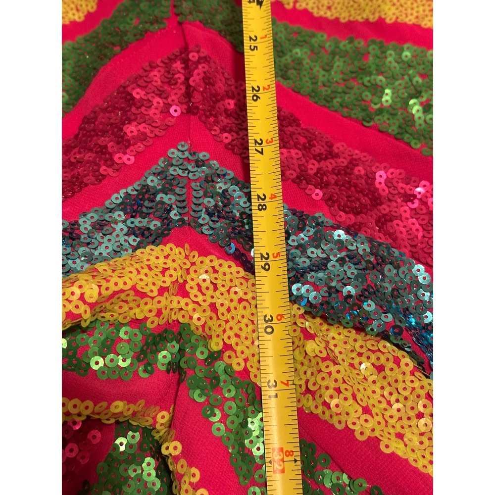 Nasty Gal Embellished Colour Block Plunge Jumpsuit Hot Pink Sequin Multi Size 8 - Picture 11 of 11